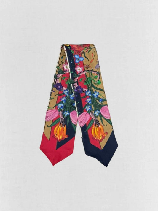 Pre - loved GUCCI Red Multicolor Floral Twill at Reems Closet