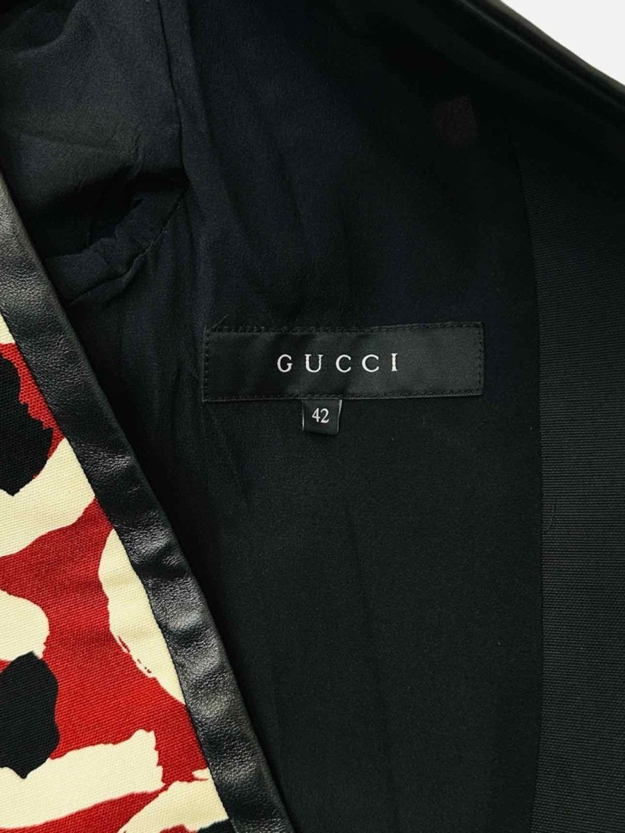 Pre-loved GUCCI Red w/ White & Black Printed Jacket from Reems Closet