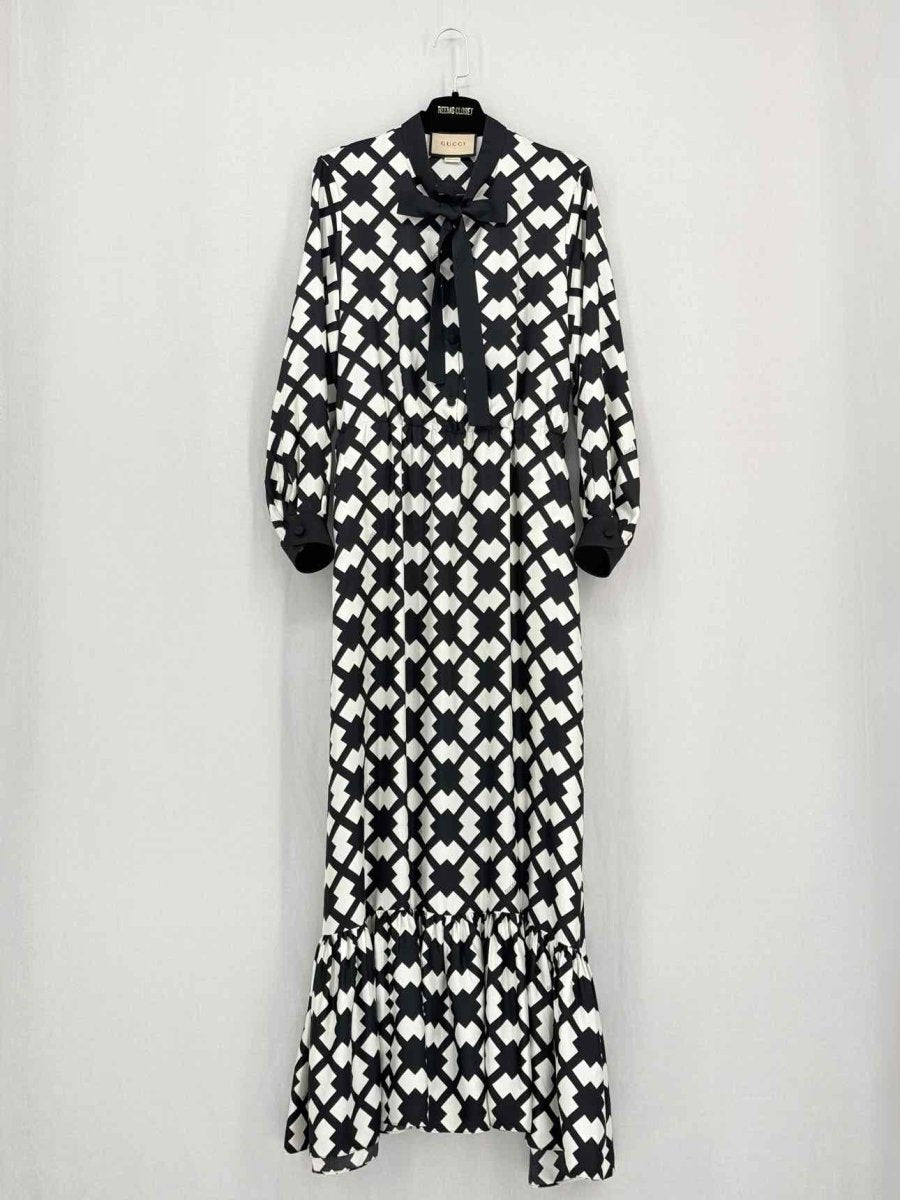 Pre - loved GUCCI Rhombus Black & White Size US 8 Long Dress at Reems Closet