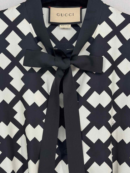 Pre - loved GUCCI Rhombus Black & White Size US 8 Long Dress at Reems Closet