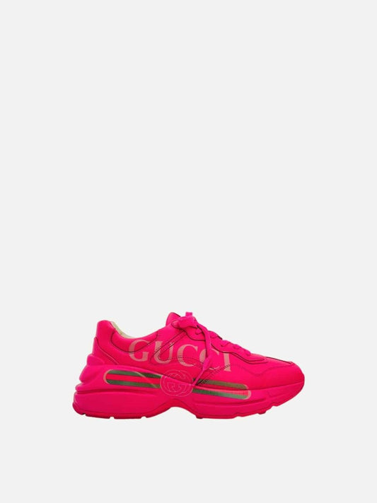 Pre - loved GUCCI Rython Pink Sneakers at Reems Closet