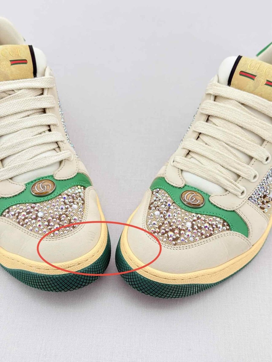 Pre - loved GUCCI Screener Beige & Brown Size EU 39 Sneakers at Reems Closet