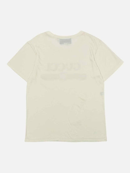 Pre - loved GUCCI Sequin Cream Multicolor Logo T-shirt at Reems Closet