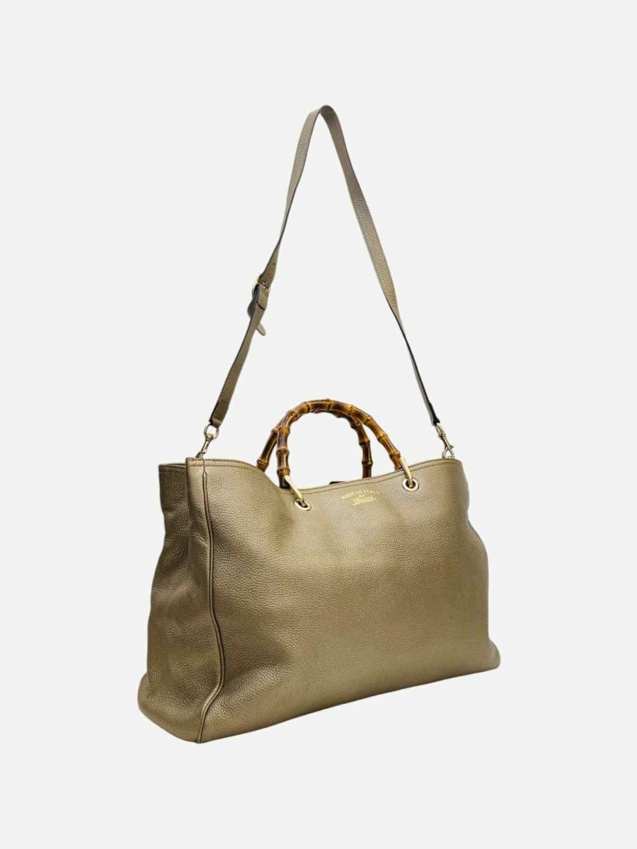 Pre - loved GUCCI Shopper Metallic Beige Top Handle at Reems Closet