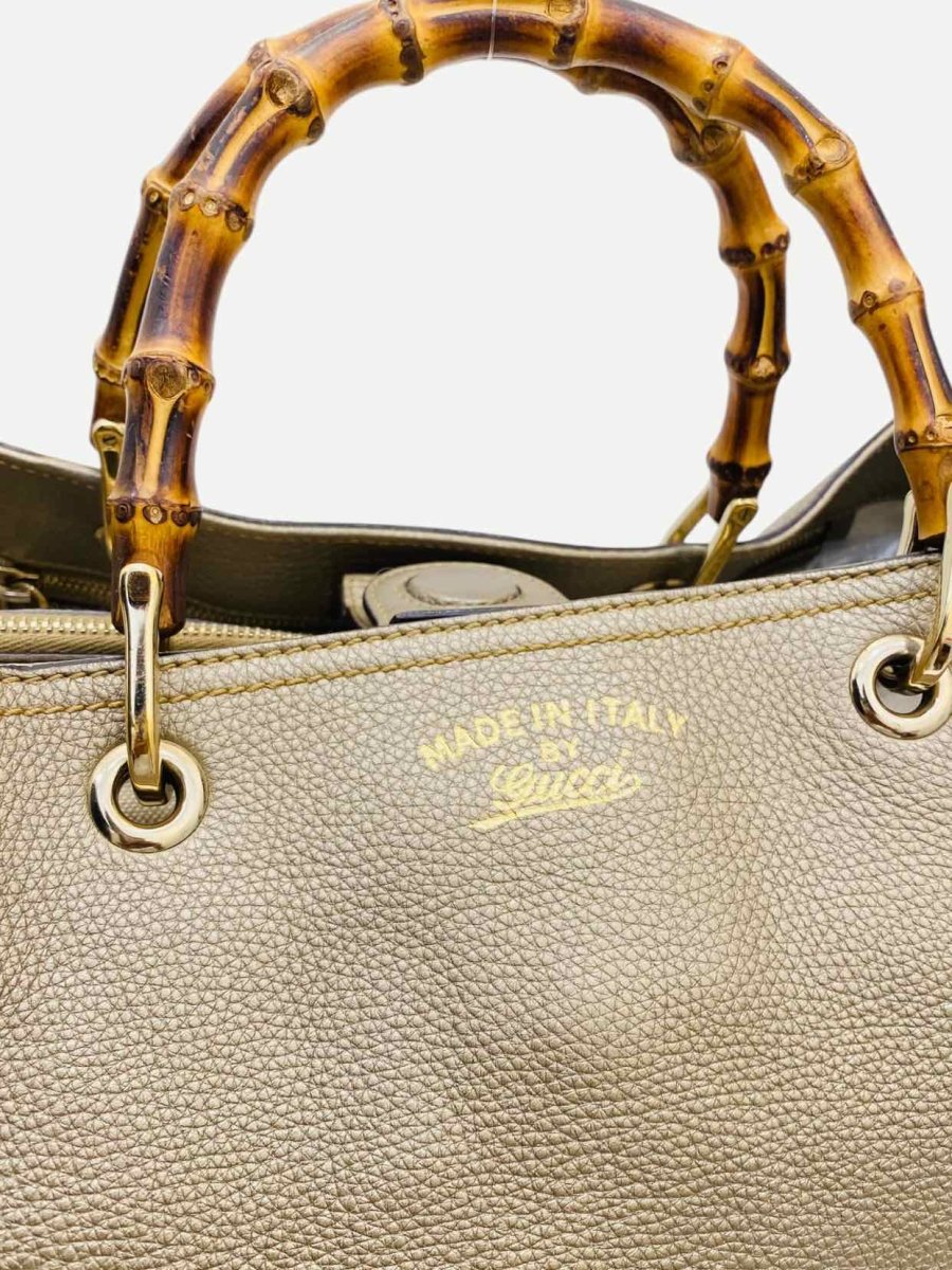 Pre - loved GUCCI Shopper Metallic Beige Top Handle at Reems Closet