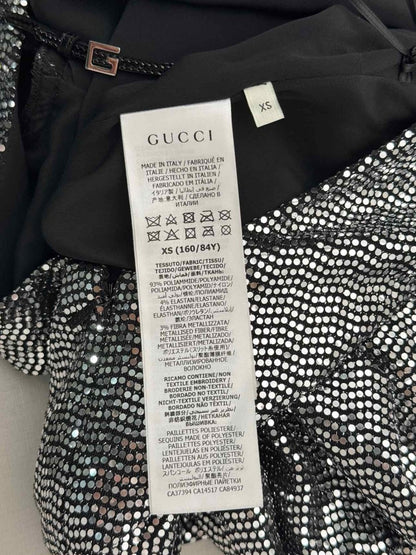 Pre-loved GUCCI Silver & Black Size XSmall Long Dress at Reems Closet