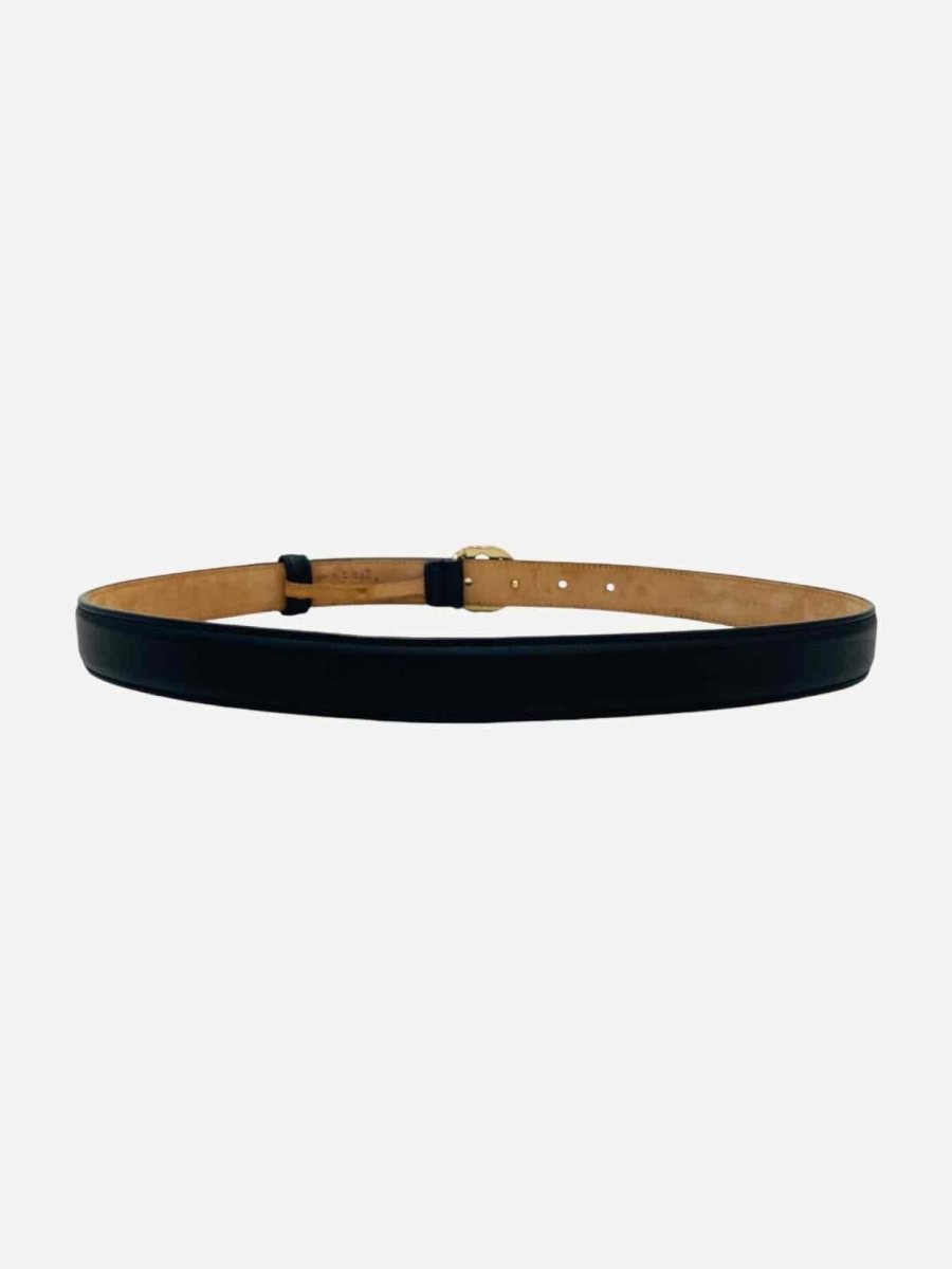 Pre - loved GUCCI Slim Black GG Belt at Reems Closet