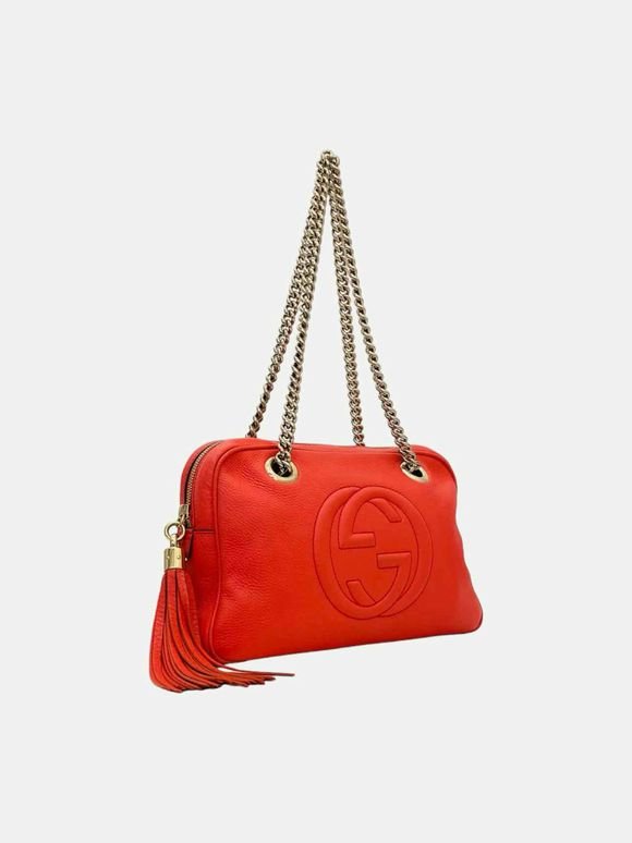 Pre - loved GUCCI Soho Chain Zip Red Shoulder Bag at Reems Closet