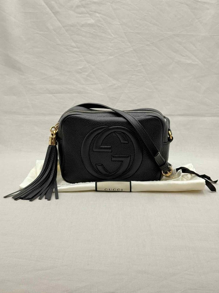 Pre - loved GUCCI Soho Disco Black GG Crossbody at Reems Closet