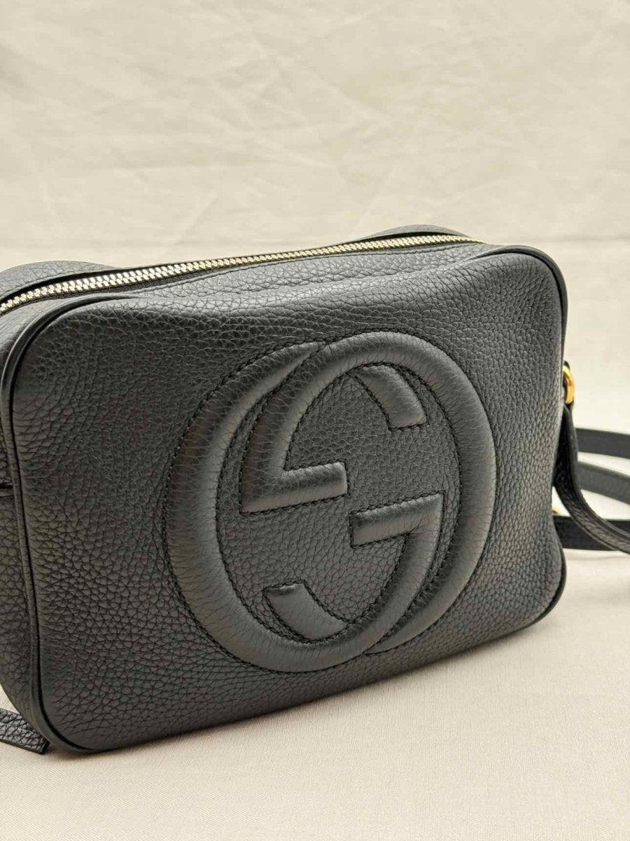 Pre - loved GUCCI Soho Disco Black GG Crossbody at Reems Closet