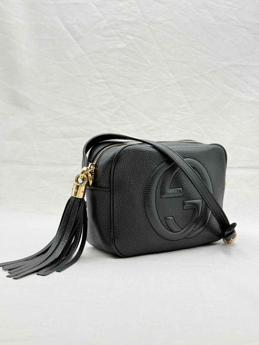 Pre - loved GUCCI Soho Disco Black GG Crossbody at Reems Closet