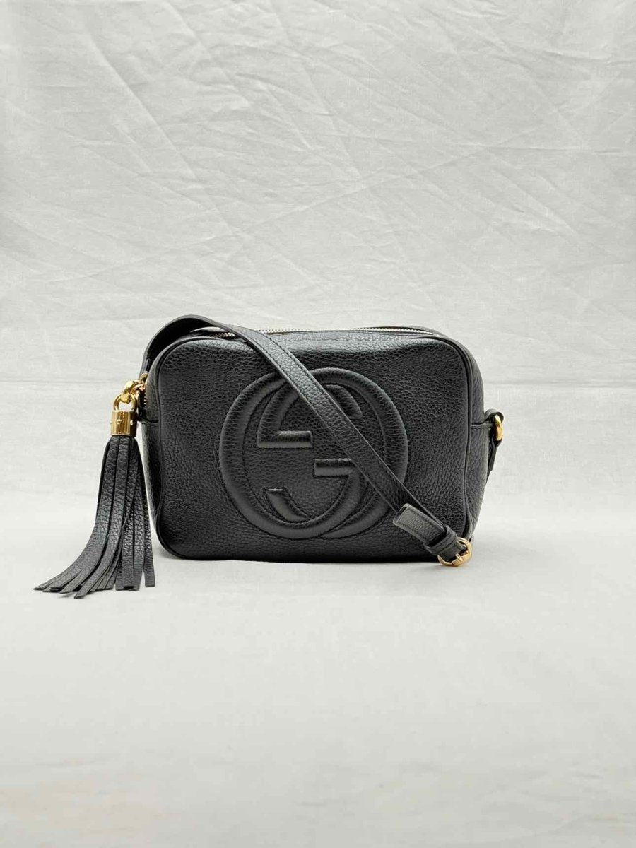 Pre - loved GUCCI Soho Disco Black GG Crossbody at Reems Closet