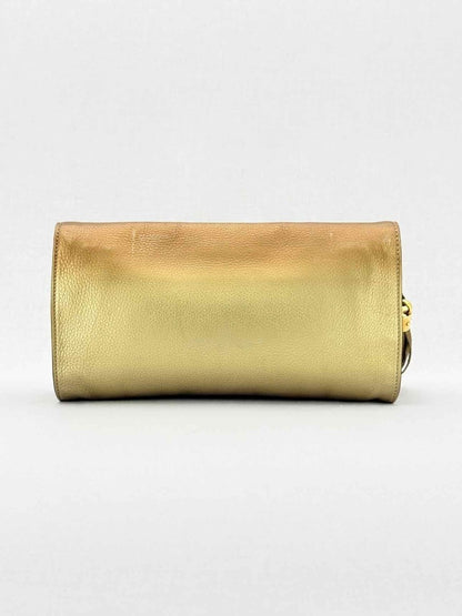 Pre - loved GUCCI Soho Disco Metallic Gold Clutch at Reems Closet