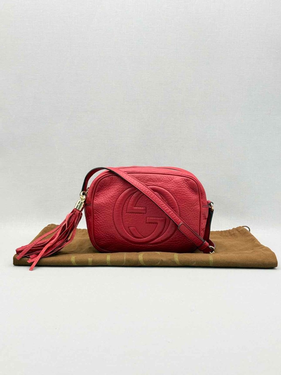 Pre-loved GUCCI Soho Disco Red Embossed Crossbody at Reems Closet