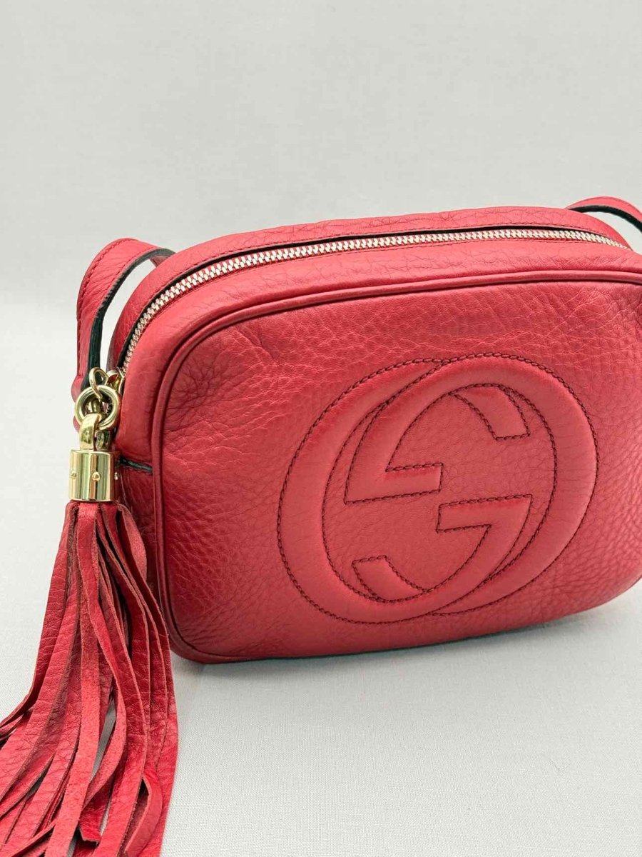Pre-loved GUCCI Soho Disco Red Embossed Crossbody at Reems Closet