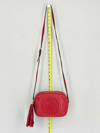 Pre-loved GUCCI Soho Disco Red Embossed Crossbody at Reems Closet