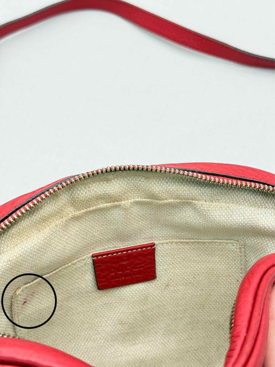Pre-loved GUCCI Soho Disco Red Embossed Crossbody at Reems Closet