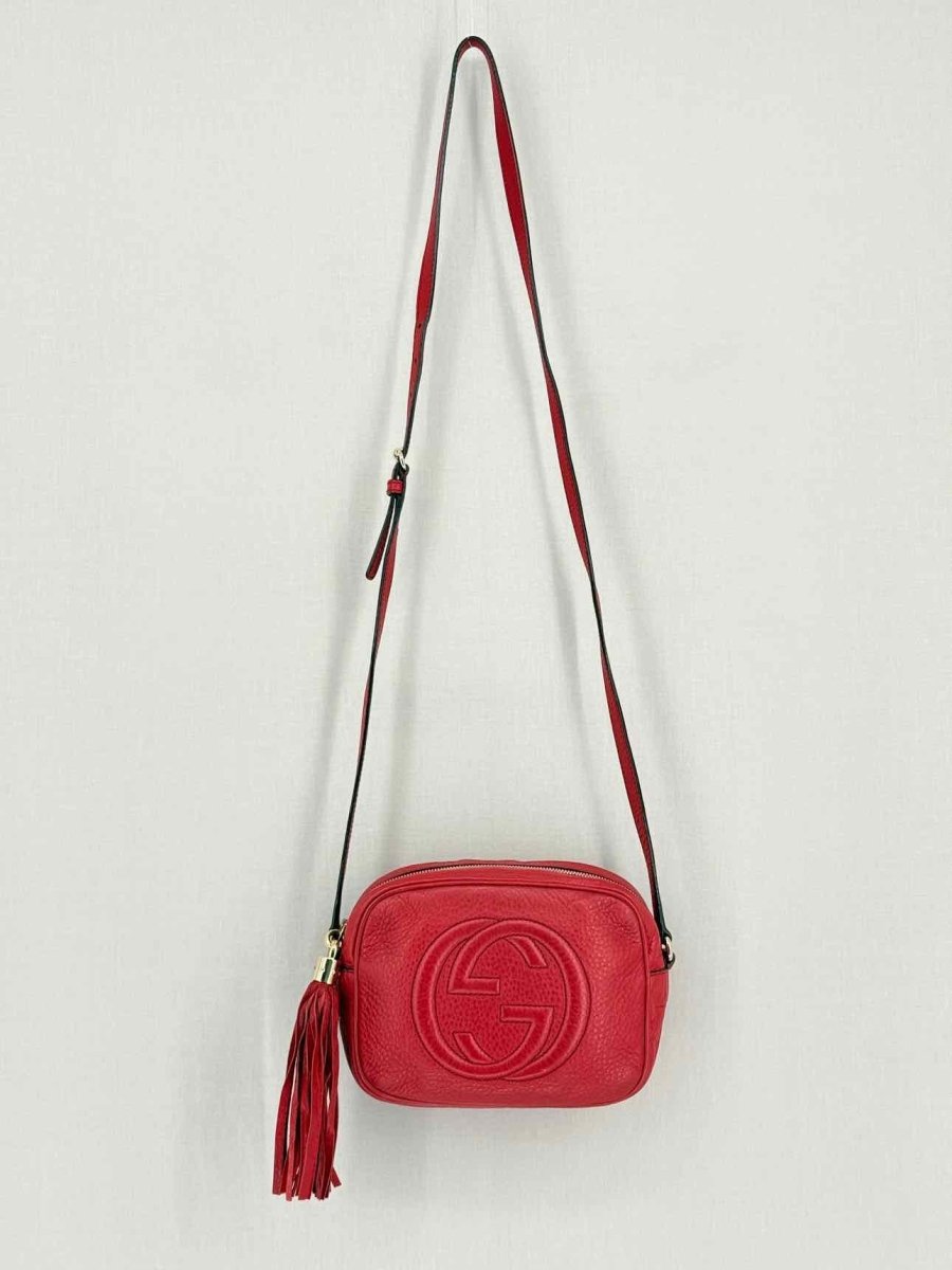 Pre-loved GUCCI Soho Disco Red Embossed Crossbody at Reems Closet