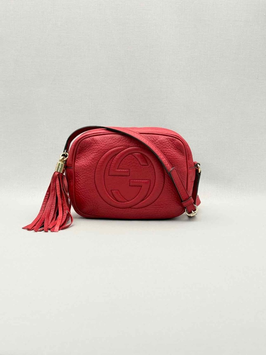Pre-loved GUCCI Soho Disco Red Embossed Crossbody at Reems Closet