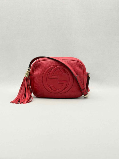 Pre-loved GUCCI Soho Disco Red Embossed Crossbody at Reems Closet