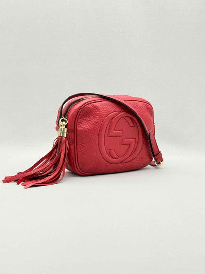 Pre-loved GUCCI Soho Disco Red Embossed Crossbody at Reems Closet