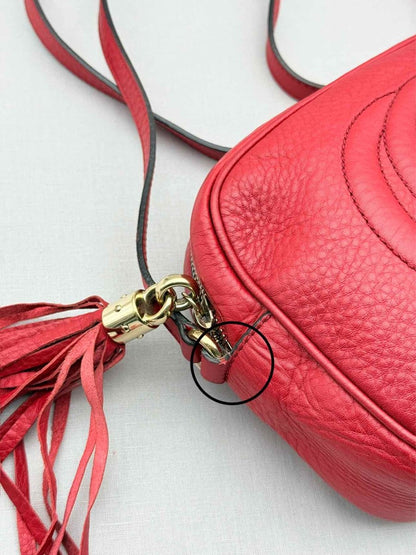 Pre-loved GUCCI Soho Disco Red Embossed Crossbody at Reems Closet