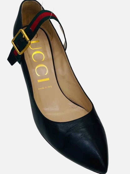 Pre - loved GUCCI Sylvie Mary Jane Black Pumps 40.5 at Reems Closet