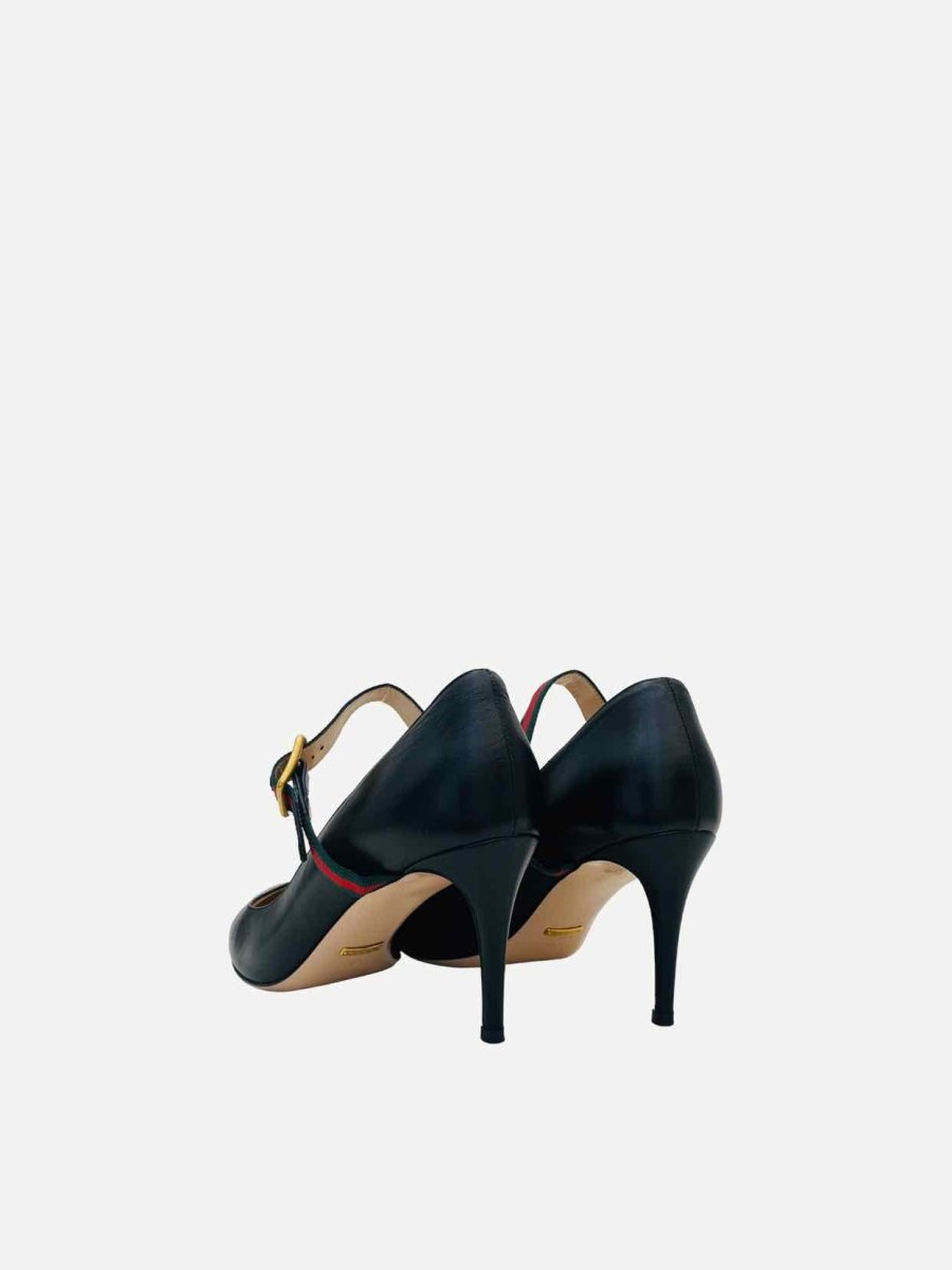 Pre - loved GUCCI Sylvie Mary Jane Black Pumps 40.5 at Reems Closet