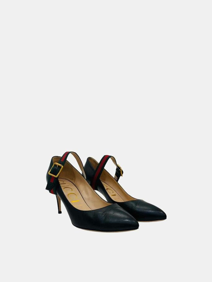 Pre - loved GUCCI Sylvie Mary Jane Black Pumps 40.5 at Reems Closet