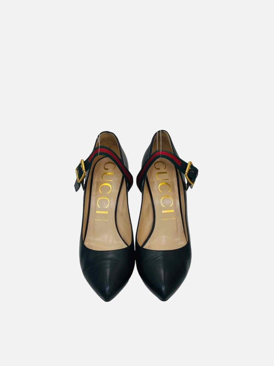 Pre - loved GUCCI Sylvie Mary Jane Black Pumps 40.5 at Reems Closet