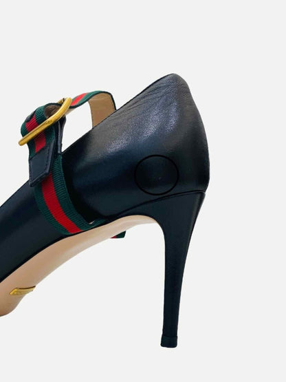 Pre - loved GUCCI Sylvie Mary Jane Black Pumps 40.5 at Reems Closet