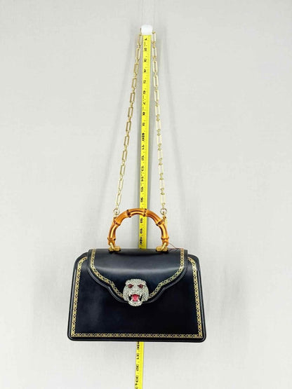 Pre - loved GUCCI Tiara Black Tiger Top Handle at Reems Closet