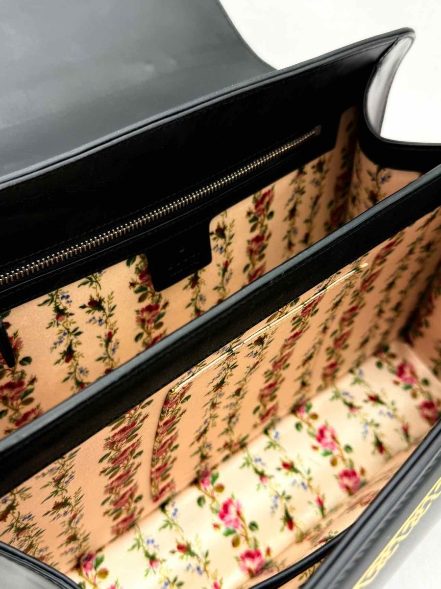 Pre - loved GUCCI Tiara Black Tiger Top Handle at Reems Closet