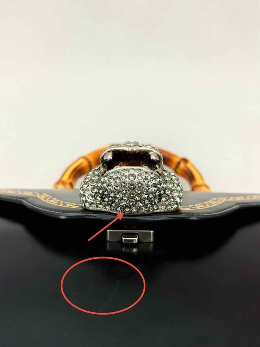 Pre - loved GUCCI Tiara Black Tiger Top Handle at Reems Closet