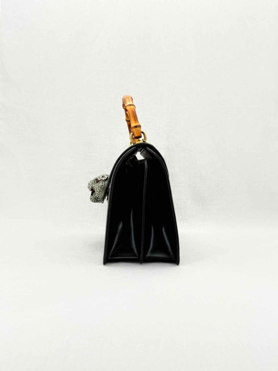 Pre - loved GUCCI Tiara Black Tiger Top Handle at Reems Closet