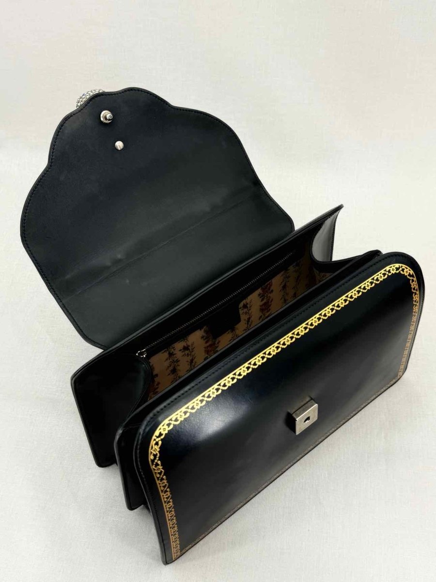 Pre - loved GUCCI Tiara Black Tiger Top Handle at Reems Closet