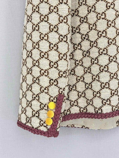 Pre - loved GUCCI Towards The Sun Beige & Brown Size US 6 Jacket at Reems Closet