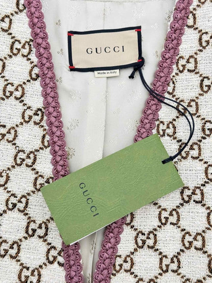 Pre - loved GUCCI Towards The Sun Beige & Brown Size US 6 Jacket at Reems Closet