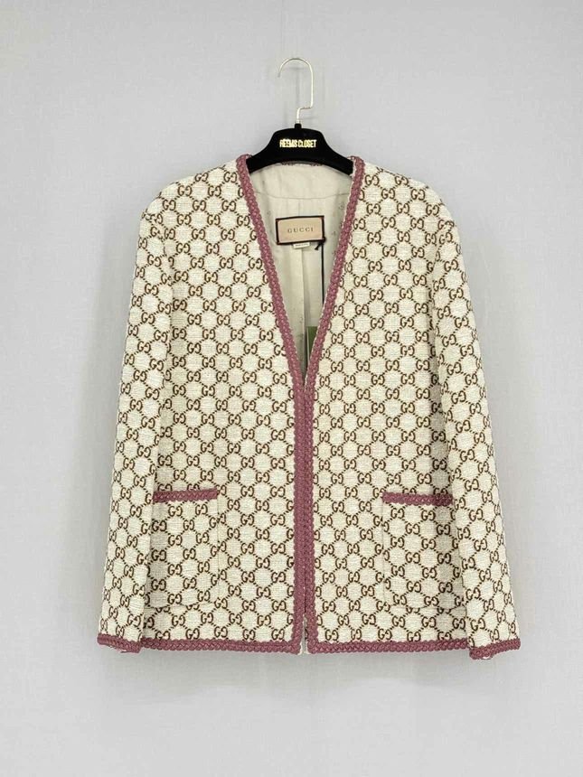 Pre - loved GUCCI Towards The Sun Beige & Brown Size US 6 Jacket at Reems Closet