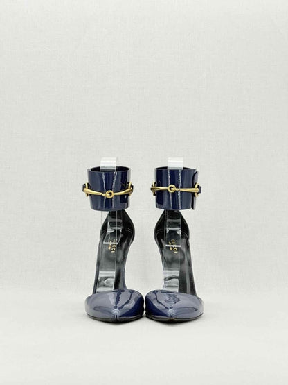 Pre - loved GUCCI Ursula Navy Blue Size EU 39.5 Heeled Sandals at Reems Closet