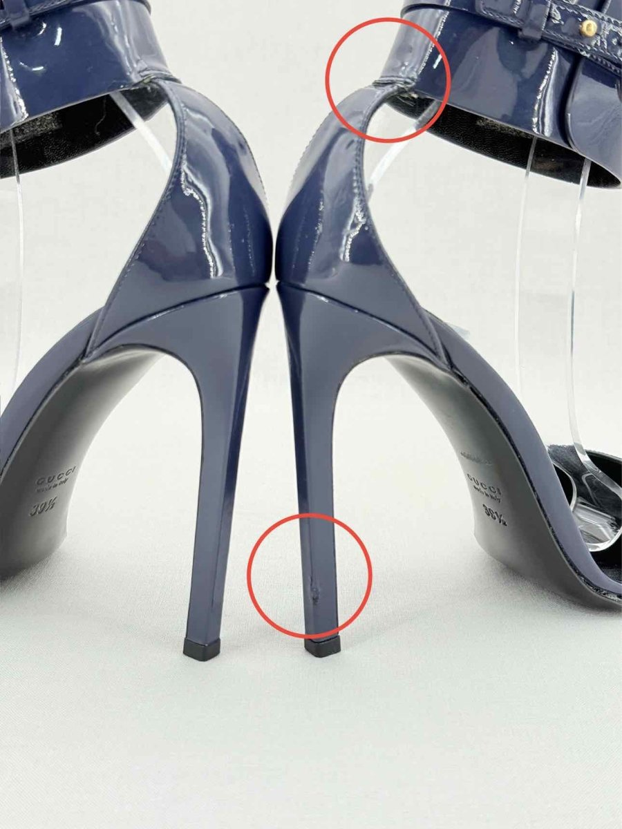 Pre - loved GUCCI Ursula Navy Blue Size EU 39.5 Heeled Sandals at Reems Closet