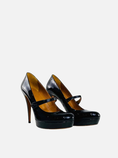 Pre - loved GUCCI Vernice Crystal Betty Black Mary Janes 40 at Reems Closet