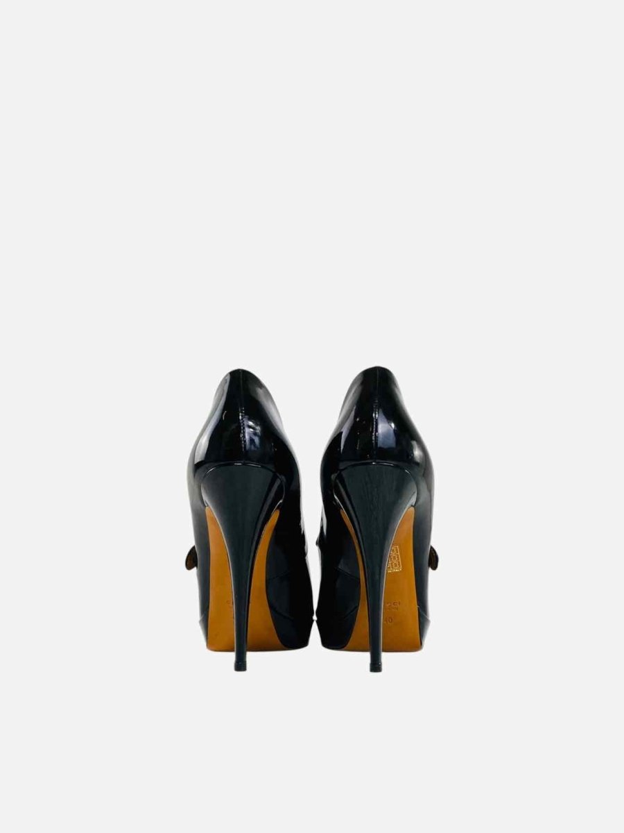 Pre - loved GUCCI Vernice Crystal Betty Black Size EU 40 Mary Janes at Reems Closet