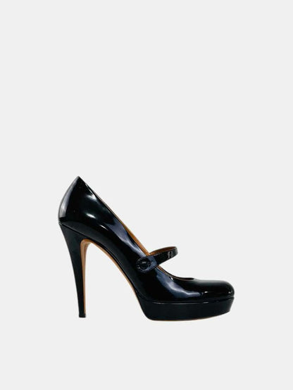 Pre - loved GUCCI Vernice Crystal Betty Black Size EU 40 Mary Janes at Reems Closet
