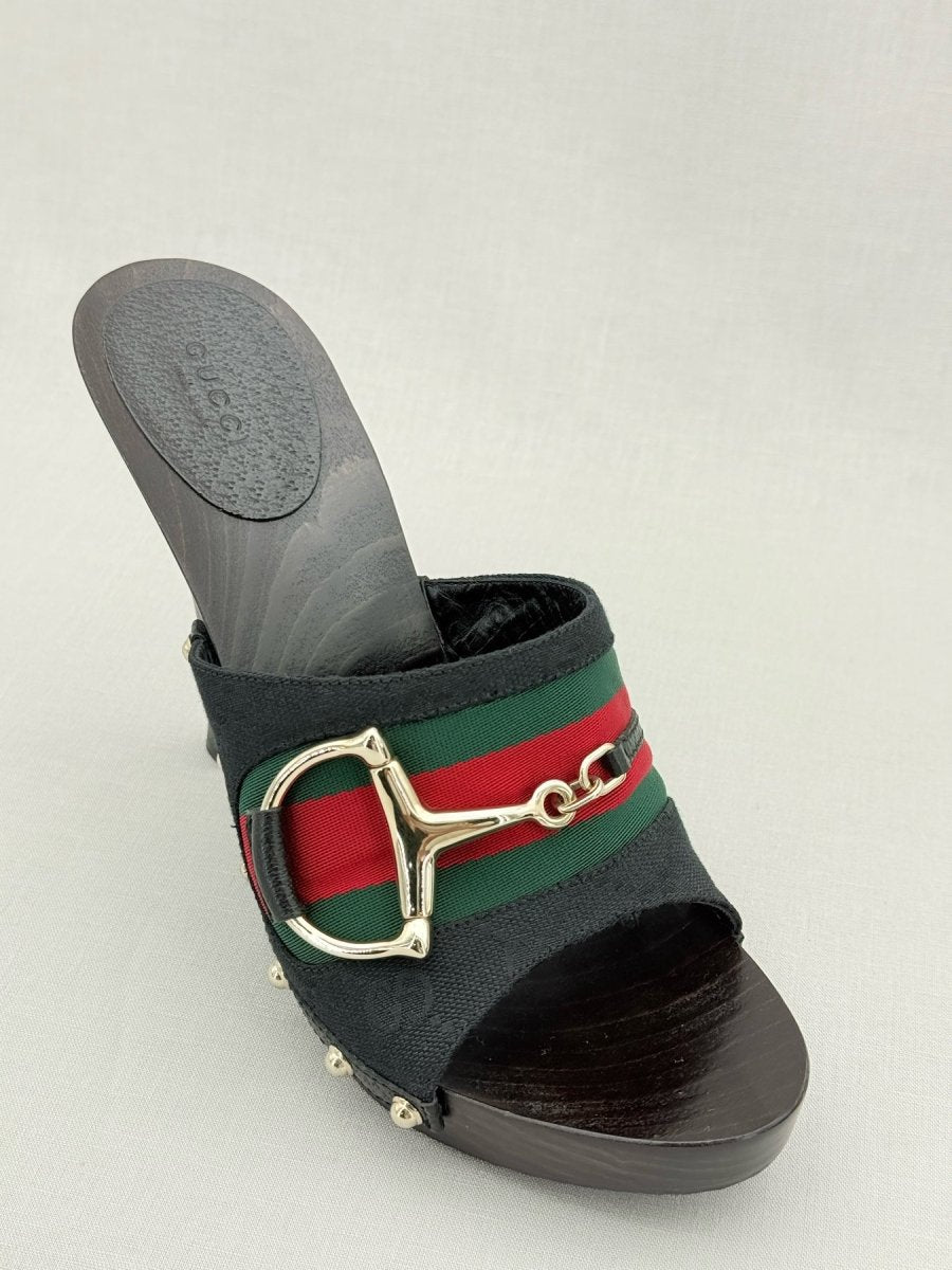 Pre - loved GUCCI Web Horsebit Black Size EU 40 Mules at Reems Closet