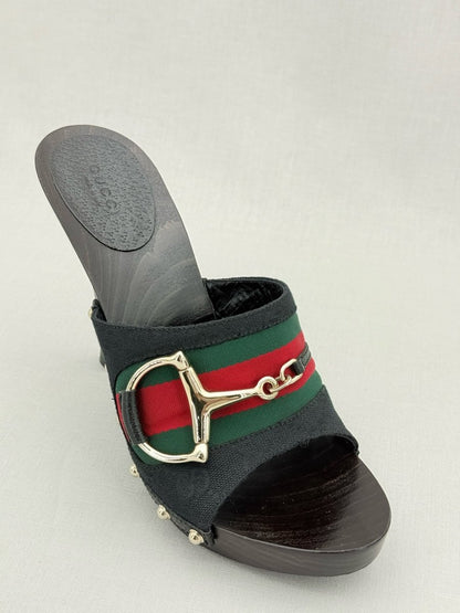 Pre - loved GUCCI Web Horsebit Black Size EU 40 Mules at Reems Closet
