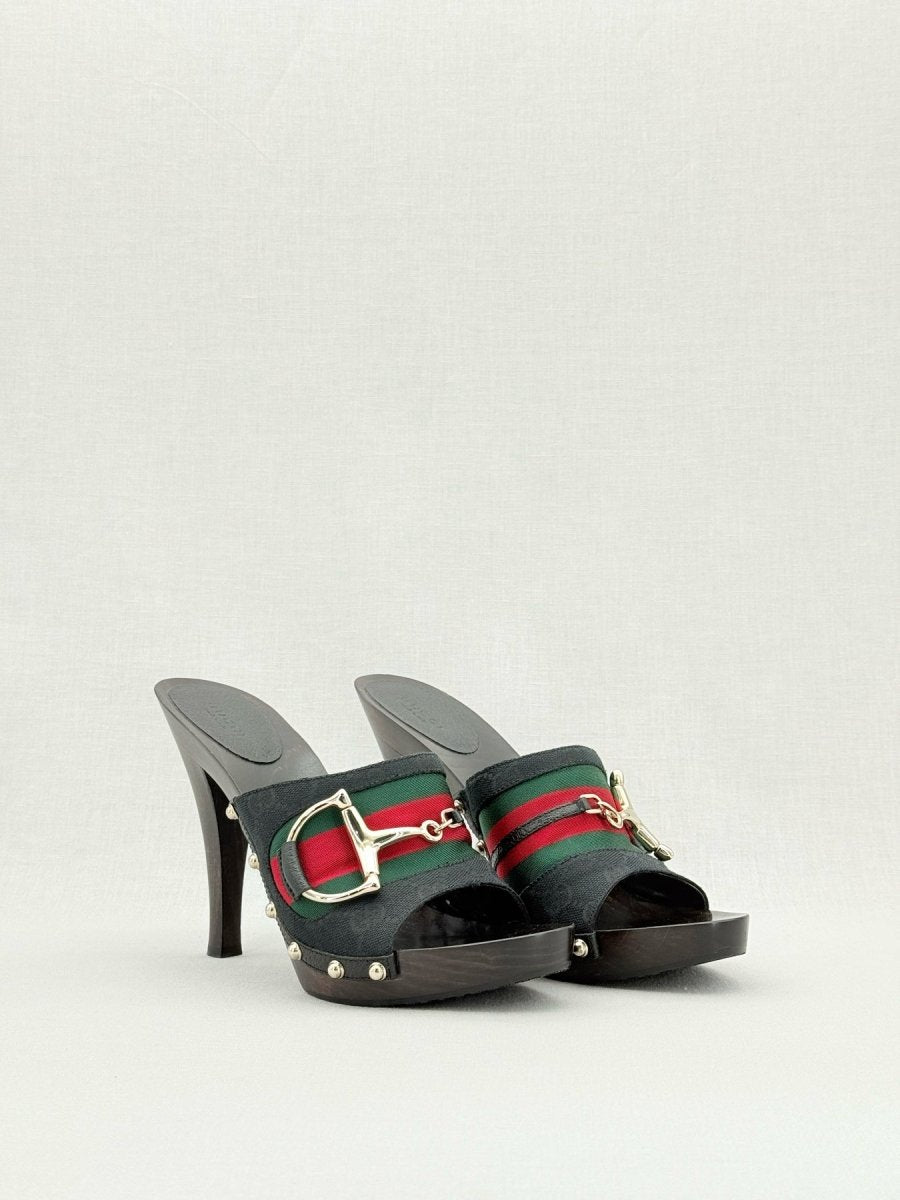 Pre - loved GUCCI Web Horsebit Black Size EU 40 Mules at Reems Closet