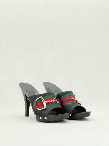 Pre - loved GUCCI Web Horsebit Black Size EU 40 Mules at Reems Closet