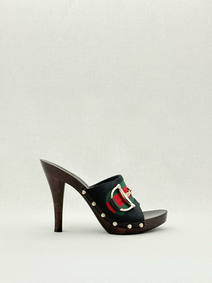 Pre - loved GUCCI Web Horsebit Black Size EU 40 Mules at Reems Closet