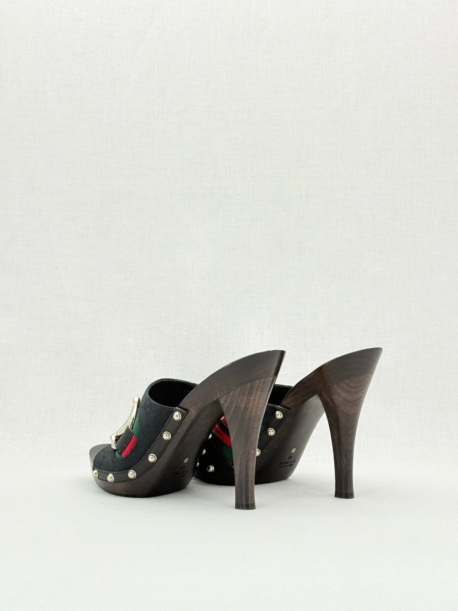 Pre - loved GUCCI Web Horsebit Black Size EU 40 Mules at Reems Closet